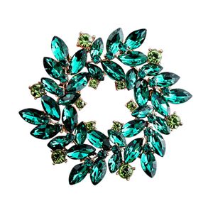 Vintage Smaragd Kristall Kranz Legierung Diamant Brosche