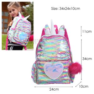 Meerjungfrau Pailletten Einhorn Rucksack Frauen Kunstleder Große Kapazität Mädchen Tasche Büchertasche Teenager Student Satchel Schultasche