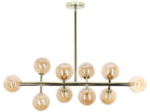 Hängeleuchte mit 10 goldfarbenen Stahllampen Wohnzimmer Esszimmer modern minimalistisch