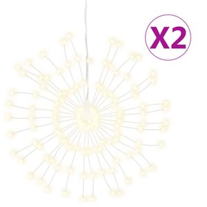 vidaXL Weihnachtsbeleuchtungen Feuerwerk 2 Stk. 140 LEDs Warmweiß 17cm