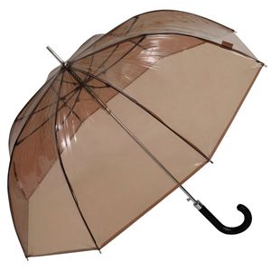Regenschirm Glockenschirm Transparent Durchsichtig Cappuccino, Modell:Schwarz