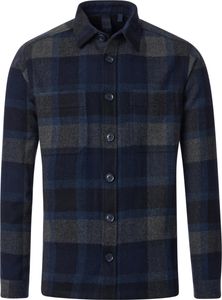 CASAMODA Herren Outdoor-Hemdjacke Stehbundkragen Regular Blau Karo L