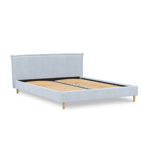 Livia Interiors Polsterbett 200x200 cm, Bett BENITA, Doppelbett Bett inkl. Lattenrost, Baloo Boucle, Pastel Blau