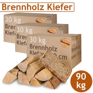 Kiefer Brennholz Kaminholz 90 kg Holz Für Ofen und Kamin Kaminofen Feuerschale Grill Feuerholz 30 cm Holzscheite Wood Kammergetrocknet Flameup