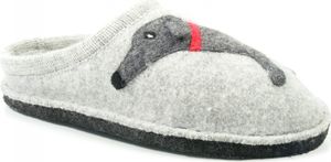 Haflinger Schuhe Damen Hausschuhe Pantoffeln Wolle Flair Dackel 313021, Größe:41 EU, Farbe:Grau