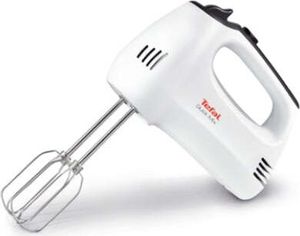 Mixer, Tefal HT310138, Handmixer, 300 W, 5 Geschwindigkeiten + Turbo, 2 Rührgeräte, 2 Knethaken, weiß/dunkelgrau