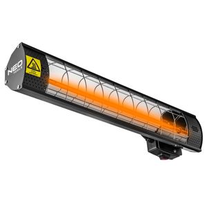 NEO TOOLS Heizstrahler Leistung 2000W, IP65, Heizelement goldene Halogenlampe, Heizfläche 18 qm, Betriebsdauer 6000 h, für Wand-, Decken- oder Stativmontage, für den Innen- und Außenbereich