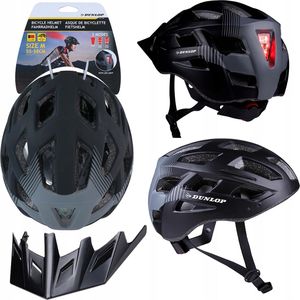 DUNLOP KASK Rowerowy M regulowany czerwone światło LED z tyłu