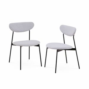 2er Set Stühle - Arty - Skandinavischer Stil und Vintage, hellgraue Sitzfläche und Rückenlehne, Stahlbeine