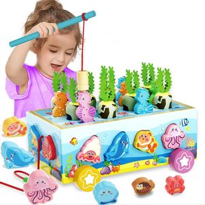 Montessori Spielzeug,Kinder Holzspielzeug Lernspielzeug Motorikspielzeug Magnetisches Angelspiel ab 2 3 4 5 6 Jahre