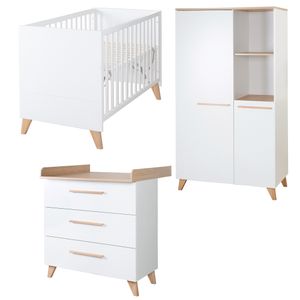 roba Babyzimmer Set Leon 3-teilig Baby- & Beistellbett 60 x 120 cm Wickelkommode Kinderkleiderschrank 2-türig Weiß / Nachbildung Othello Eiche, 1011866 roba Babyzimmer Set Leon 3-teilig Baby- & Beistellbett 60 x 120 cm Wickelkommode Kinderkleiderschrank 2-türig Weiß / Nachbildung Othello Eiche, 1011866