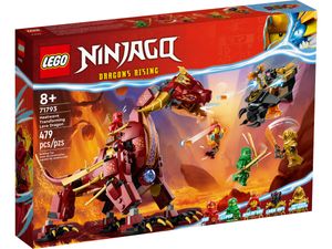 LEGO NINJAGO Wyldfires Lavadrache Fabelwesen verwandlungsfähiges Spielzeug, Drachen-Serie Set mit einer Drachenfigur und Kai & Lloyd Minifiguren 71793