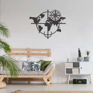 Wanddekoration Kompass aus Metall 60 x 50 cm, Kompass Wandmalerei