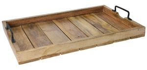 Tablett Dekotablett Holz Mango braun Holztablett Deko Kerzentablett Dekoration 57 x 39 cm