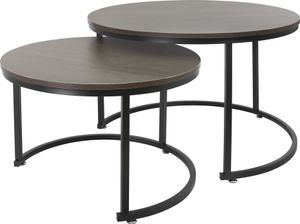 ML-Design Couchtisch 2er Set, Ø 59x40 / 74x48 cm, Schwarz/Eiche-dunkel, MDF-Platte