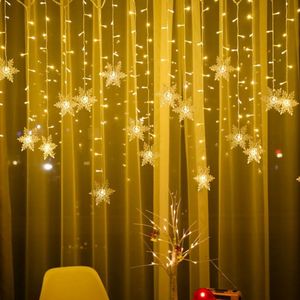96 LED Schneeflocke Lichterkette Wasserdicht Lichtervorhang Weihnachten Dekoration, Warmweiß