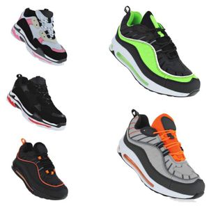 Neon Turnschuhe Schuhe Sneaker Sportschuhe Luftpolstersohle Damen Herren 068, Schuhgröße:42, Farbe:Schwarz/Orange