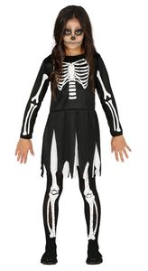 fetziges Skelett Kostüm für Mädchen, Größe:128/134