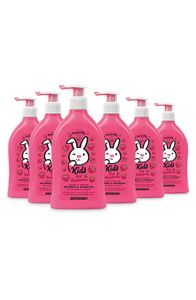 sanosan 2in1 Dusche & Shampoo Himbeere für Kinder - Duschgel & Haarshampoo- Haarpflege & Hautpflege 6x 400 ml