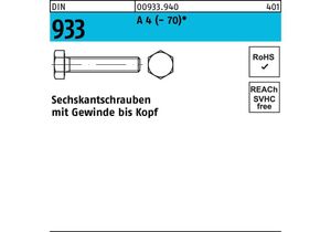 Sechskantschraube DIN 933 VG M 8 x 8 A 4 (- 70)