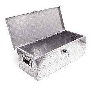 Wiltec box na náradie hliníkový 76x32x24,5 cm Strieborný prepravný box, box na náradie vrátane kľúča, hliníkový box s držadlami