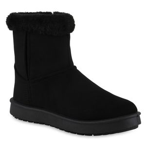 VAN HILL Damen  Warm Gefütterte Winter Boots Stiefeletten Kunstfell Schuhe 839989, Farbe: Schwarz, Größe: 39
