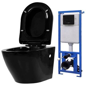 vidaXL Závesná toaleta so skrytou nádržkou Keramická čierna