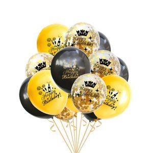 Oblique Unique Konfetti Luftballon Set Happy Birthday Geburtstag Jubiläum Party Deko Ballons 15 Stk. schwarz gold