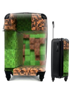 Kufrík Ručná batožina na kolieskach Malý cestovný kufor so 4 kolieskami Hry - Bloky - Minecraft - Hry - Deti - Veľkosť kabíny < 55x40x23 cm & 55x40x20
