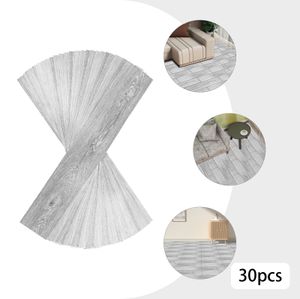 Bodenbeläge 30PCS PVC selbstklebende Bodenfliesen 90*15cm Helles Holzkorn (Grau)