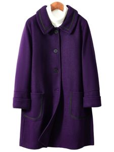 Damen Übergangsjacken Casual Coat Herbst Jacke Loser Winter Warm Knöpfe Mantel Sweater Farbe:Lila,Größe 3XL
