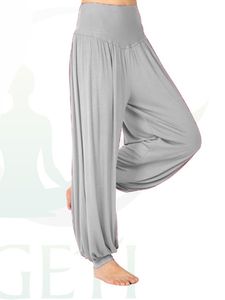 Sexy Dance Frauen Harem Yoga Hose Breites Bein Lose Baggy Elastic High Waist Hose Fitness,Farbe:Grau,Größe:L