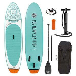 EASYmaxx Stand-Up- Paddle-Board 'I NEED VITAMIN SEA' SUP inkl. Tragetasche Reparatur-Kit & Luftpumpe mit praktischem Tragegriff Premium Qualität