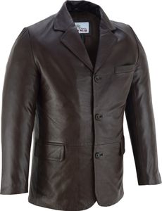 Herren lederblazer Lederjacke aus Lammnappa echtleder Jacke Blazer Leder , Größe:48/S, Farbe:Dunkelbraun