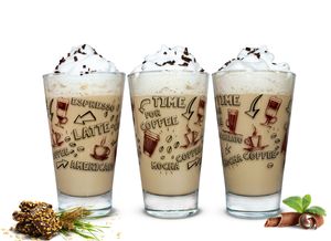 6 Latte Macchiato Gläser 310ml Kaffeegläser Teeggläser Teegläser mit Kaffee-Aufdruck