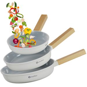 Pfannenset 3tlg Bratpfanne 20/24/28cm Pfanne Induktion mit Antihaft-Beschichtung