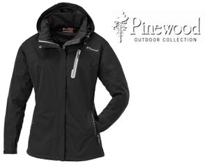 Pinewood Cumbria Damen Stretch-Shell Jacke, black,  Gr.XL