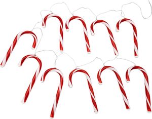 Lichterkette 10 Zuckerstangen LED Batterie 180cm warmweiß Weihnachtsbeleuchtung