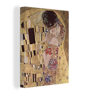 OneMillionCanvasses® - Leinwandbilder -Bild auf Leinwand Wandbild Leinwandbild Der Kuss - Gemälde von Gustav Klimt, 30x40 cm, Kunstdruck Wandkunst Wohnzimmer Schlafzimmer