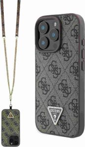 Case Guess GUHCP16XP4TDSCPW Apple iPhone 16 Pro Max hardcase Leather Metal Logo Strass Crossbody brown