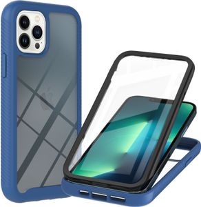 iPhone 13 Pro Max Hülle, 360° Rundumschutz Transparent Zurück TPU Bumper Rutschfest Stoßfest Handyhülle mit Integriertem Displayschutz für iPhone 13 Pro Max Blau