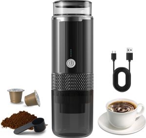 Tragbare elektrische Espressomaschine, Ein-Knopf-Bedienung mit 4 Betriebsanzeigen, kabellos, wiederaufladbar, Handkaffeemaschine, funktioniert mit K-Cup, Schokoladenteekapsel, gemahlenem Kaffee, Teepulver fuer zu Hause, im Auto oder unterwegs, mit Tragetasche (nicht heizbar) Tragbare elektrische Espressomaschine, Ein-Knopf-Bedienung mit 4 Betriebsanzeigen, kabellos, wiederaufladbar, Handkaffeemaschine, funktioniert mit K-Cup, Schokoladenteekapsel, gemahlenem Kaffee, Teepulver fuer zu Hause, im Auto oder unterwegs, mit Tragetasche (nicht heizbar)