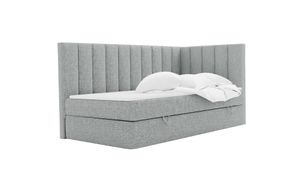 Skříňová postel KULMA s čelem ve tvaru L, 100 x 200 cm, s podstavcem pod postel, barva: světle šedá