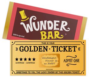 Exklusives Golden Ticket als Rubbelkarte zum Selbstbeschriften mit Umschlag – mit Umschlag