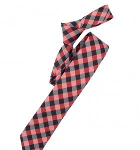 VENTI Krawatte Großkaro Rot Grau Schwarz Seide schmal 6cm