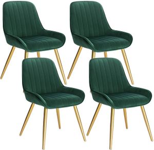 EUGAD 4 Stücke Stühle Esszimmerstuhl Esszimmerstühle Küchenstuhl Polsterstuhl Sitzfläche aus Samt, Metallbeine, Dunkelgrün