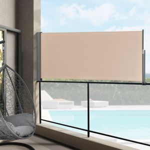 Seitenmarkise 100 x 300 cm Sandfarben Beige Witterungsbeständig Sichtschutz Markise Sonnen- & Windschutz