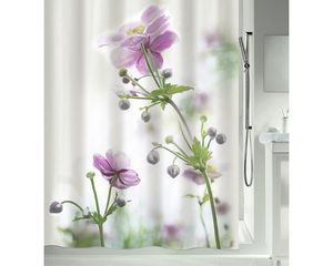 Spirella Anti-Schimmel Duschvorhang - Anti-Bakteriell, waschbar, wasserdicht, Polyester, „Anemone Blumen“ 180x200cm