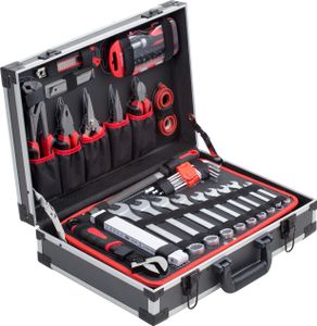Meister Werkzeugkoffer 131-teilig - Stabiler Alu-Koffer - Werkzeug-Set - Für Haushalt, Garage & Werkstatt / Profi Werkzeugkoffer befüllt / Werkzeugkiste / Werkzeugbox komplett mit Werkzeug / 8971470