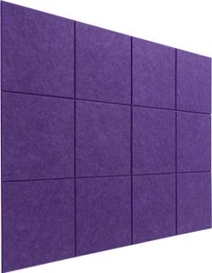 12 Stück Akustikpaneele selbstklebend hohe Dichte Wanddekoration Lila 30*30cm